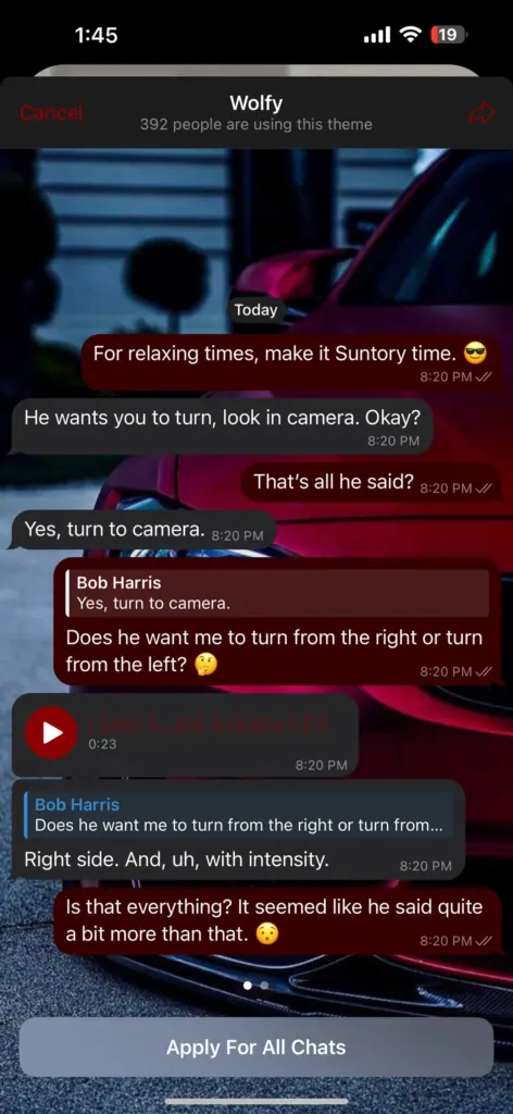 Red Apple Telegram theme preview