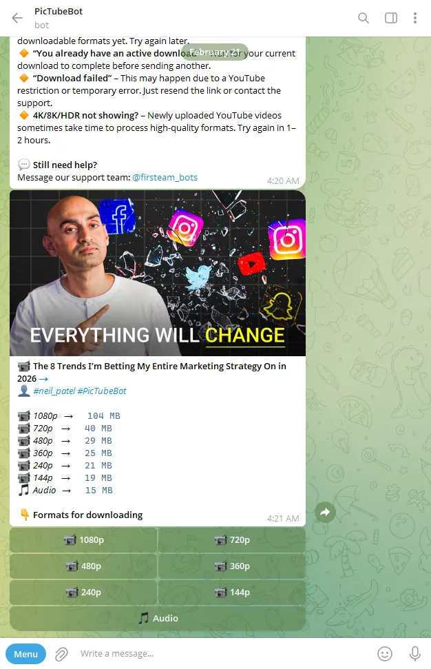 Best YouTube Downloader Bot on Telegram