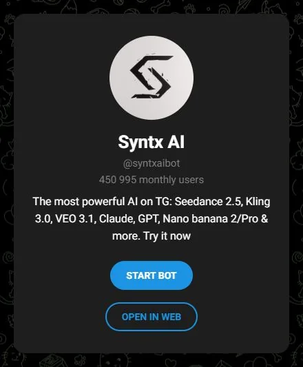 SYNTX public Telegram profile