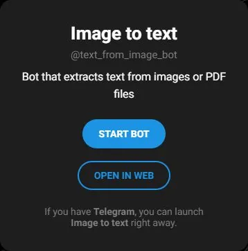 Text from Image public Telegram profile