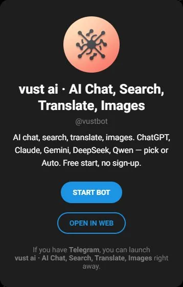 VUST public Telegram profile