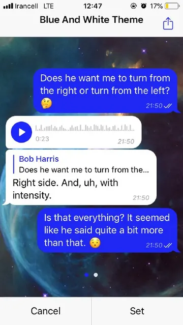 Blue & White iPhone theme — creator preview