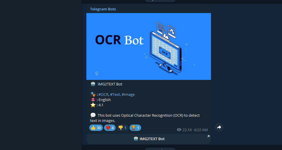 The Universal Downloader Telegram bot screenshot on a black telegram background. This bot can download media from various sources.