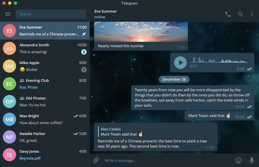 Valerie Dark Telegram Desktop Theme preview