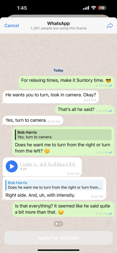 WhatsApp Telegram theme preview
