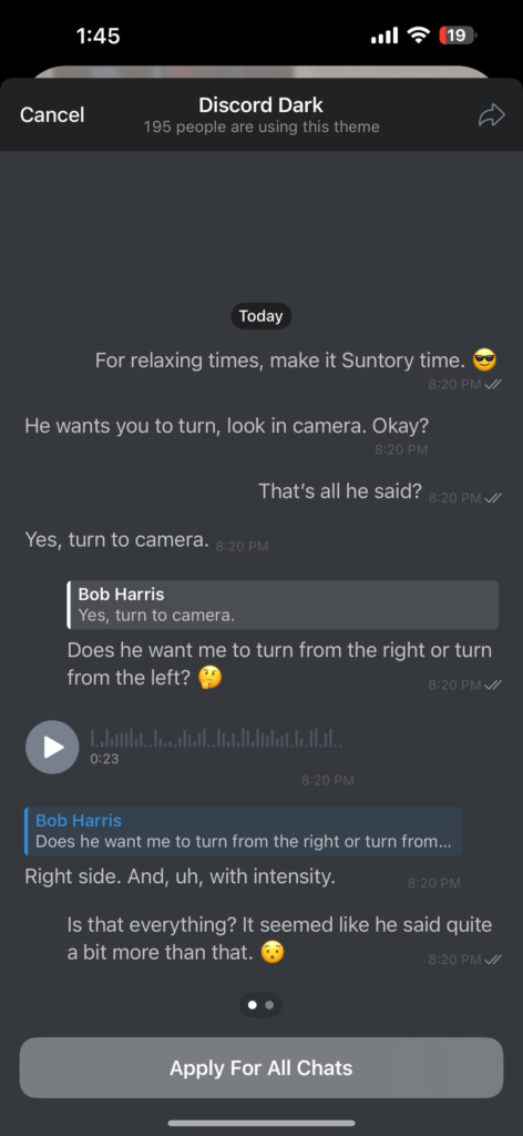 Discord Dark Telegram theme preview